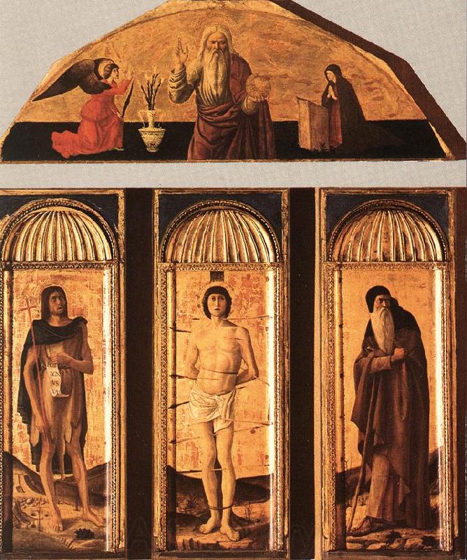 BELLINI, Giovanni St Sebastian Triptych Spain oil painting art